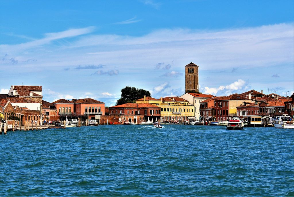 buildings, horizon, water