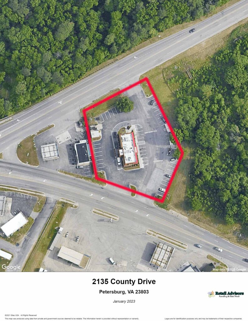 2135 County Drive zoomed in marked